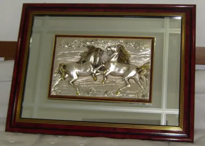 LINDO QUADRO ITALIANO ESCULTURA CAVALOS