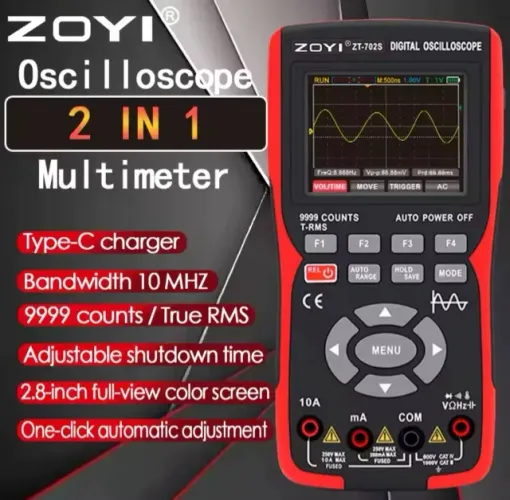 Osciloscipio Digital  2 em 1 ZT-702S, Multímetro