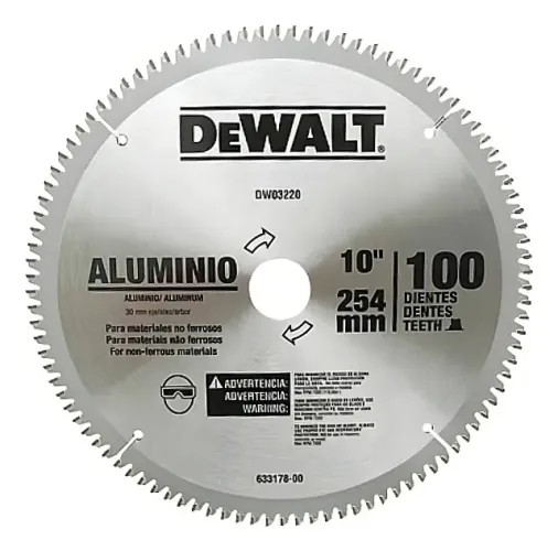 LAMINA DISCO DE SERRA DEWALT 10POL 100 DENTES ALUMINIO