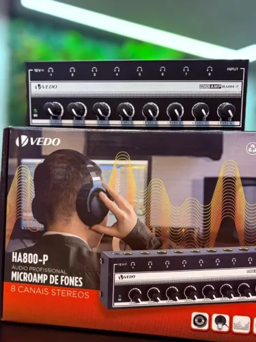 MICROAMP DE FONES - 8 CANAIS STEREOS VEDO HA800-P