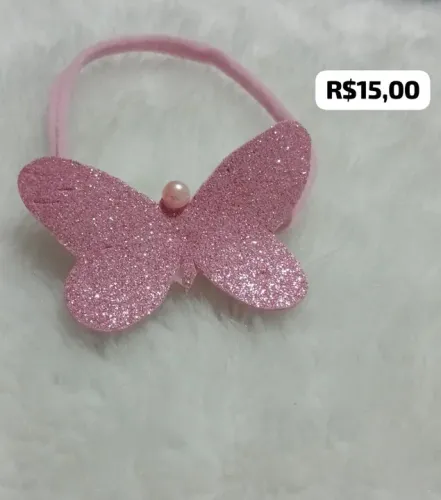 Faixa de cabelo infantil com laço de borboleta
