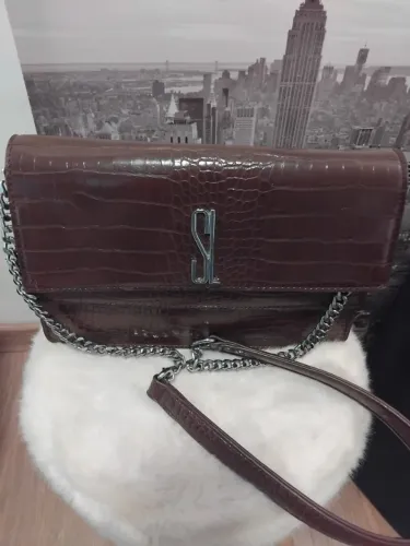 Bolsa marrom em croco couro PU Santa Lolla