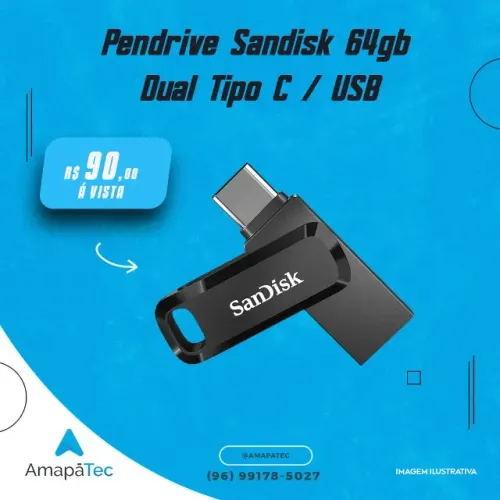 Pen Drive 64GB SanDisk Ultra Dual Drive Go USB-A/C 3.2