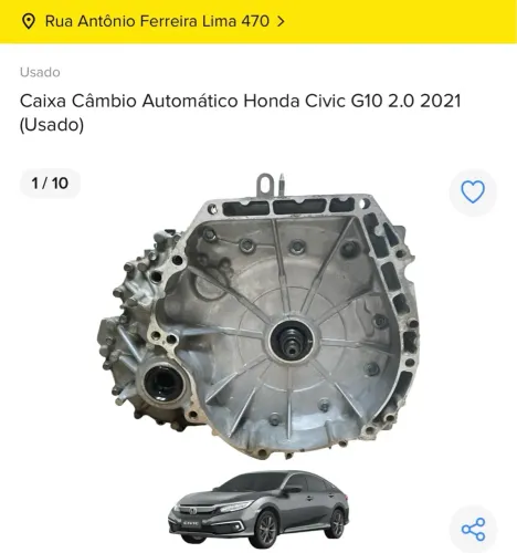 Caixa de Câmbio Automático Honda Civic 2.0 2020 COM NF