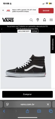 Tênis vans  Sk8-Hi Black White Tam 38