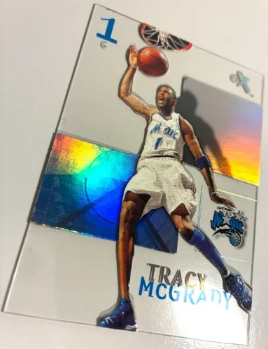 Tracy McGrady Transparente Holográfico 2003 Card NBA Basquete Hall da Fama Orlando Magic