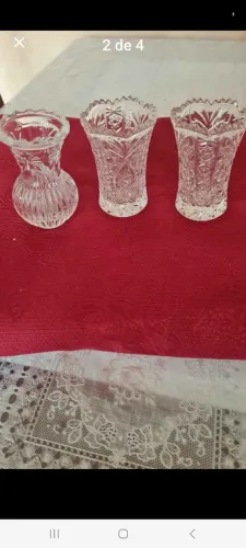 Trio de Vasos de Cristal para Decoração