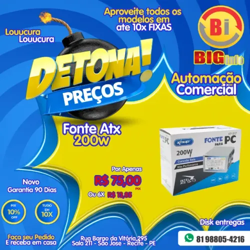 Fonte Atx 200w  Power Super Silenciosa Pc Bivolt Knup 110V/220V