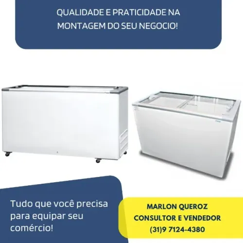  Freezer Horizontal Expositor Fricon Tampa de Vidro 411L / 503L