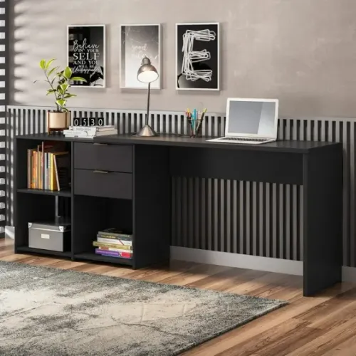 "Design Inteligente: Escrivaninha Notável NT2060, Mesa para Computador Branca com 2 Gaveta