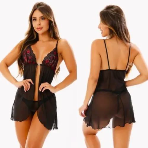 Camisola Feminina- sexy Antonela - Intima Delas - cor Rubi - charmosa