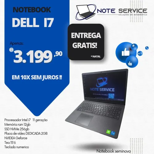 Notebook dell i7, processador Intel i7,11germemória de 12gb, tela 15'6, teclado númerico