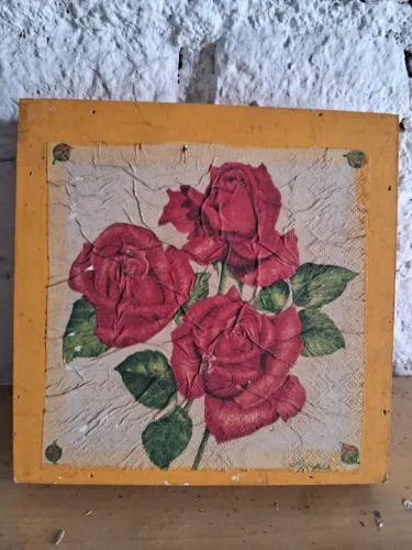 Pequeno Quadro decorativo Flores Med. 20cm x 20cm ou reaproveitmento da moldura.