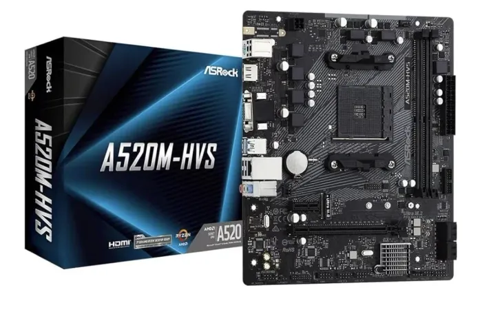 Placa Mãe AsRock A520M-HVS (AM4/DDR4/HDMI/VGA/M.2/USB3.2)
