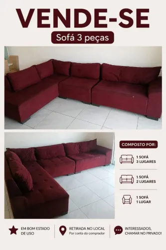 Sofá formato em L precisando de um pequeno reparo, ganhei outro e estou vendendo este