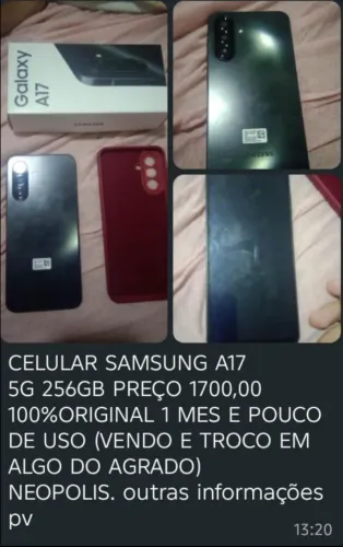 Celular A17 256gb vendo e troco em bicicleta do agrado 