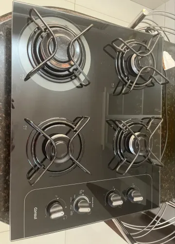 Cooktop 4 Bocas a Gás com Controle Fácil e Acendimento Automático,Vidro Preto, Consul