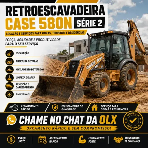 Retroescavadeira Case 580N Série 2 | Locação e Serviços