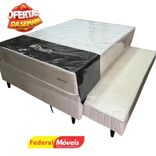 Cama Box Solteiro com Auxiliar 88x188cm Molas - Mega Oferta