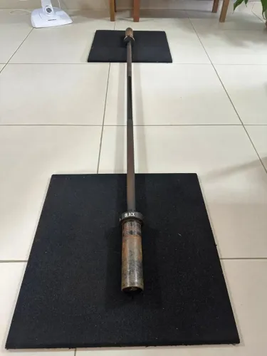 Barra Olímpica Júnior 10kg Dumbbell Black com Luvas Rotativas