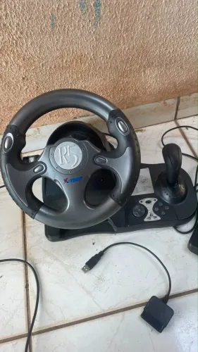 Volante X-Tech R5 Para PS2 e PC com Pedais-Completo.