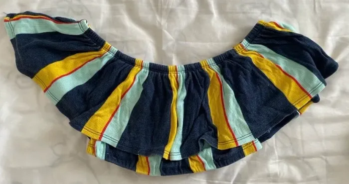 conjunto cropped e calça listrado P