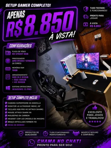 COMPUTADOR GAMER ! PARA JOGOS ATUAS TRABLHO E TUDO MAIS !