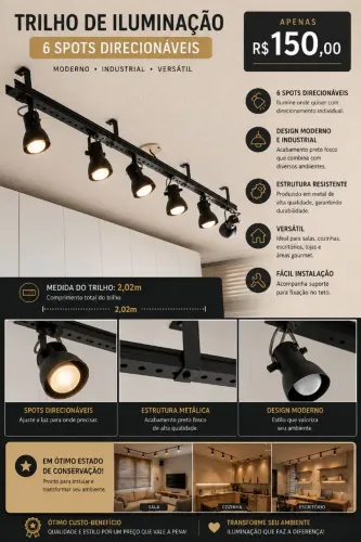 Luminária industrial 6 lâmpadas