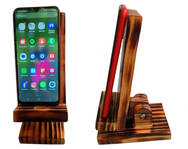 Suporte Personalizado p/ Celular Madeira Listrado