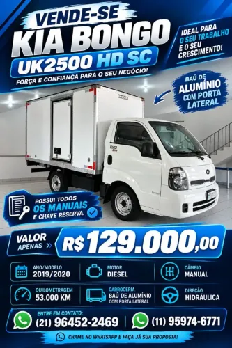 Kia Bongo UK2500 HD SC (UNICO DONO) 2019/2020 diesel