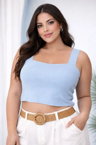 Cropped alça larga Azul 