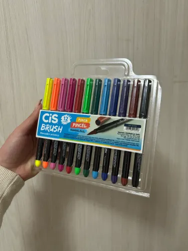 Canetas Brush Cis 12 Cores Ponta Pincel Aquarelável