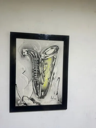 Pintura a óleo com moldura laqueada