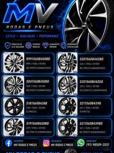 JOGO DE RODAS ARO 15 / 16 16x7 | 5x114 | 6x139 | 4x100