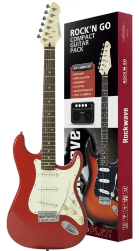 Kit Guitarra Elétrica Rockwave RGK50 com Amplificador e Acessórios 10x 159,90