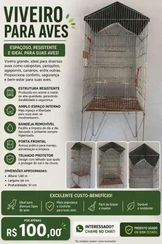 Viveiro para aves usado