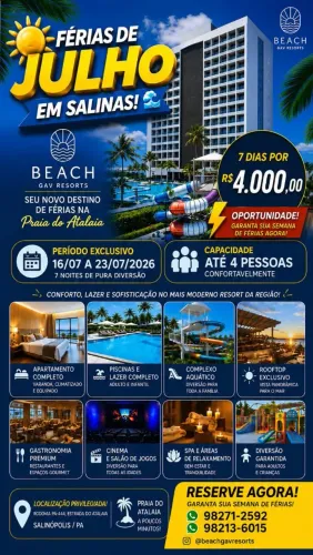 Alugo semana cheia do dia 16 ao dia 23/07 Gav resort Beach em salinas recém entregue