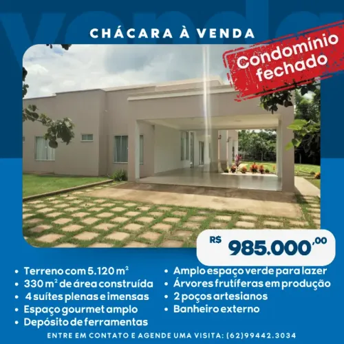 CHÁCARA À VENDA CALDAZINHA/GO, Terreno: 5.120 m²