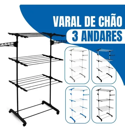 Varal de roupa três andares