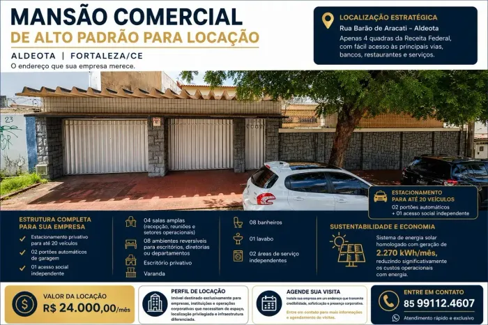 Casa Comercial na Aldeota com 20 Vagas e 12 Salas