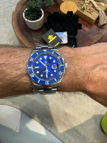 Relógio Addiesdive Submariner azul 41mm