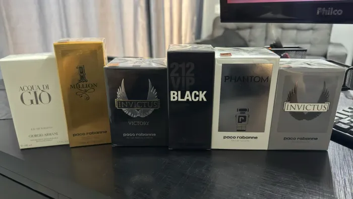 Perfumes importados ( Invictus, 212, Acqua di ágio, 1 Million, Phantom )