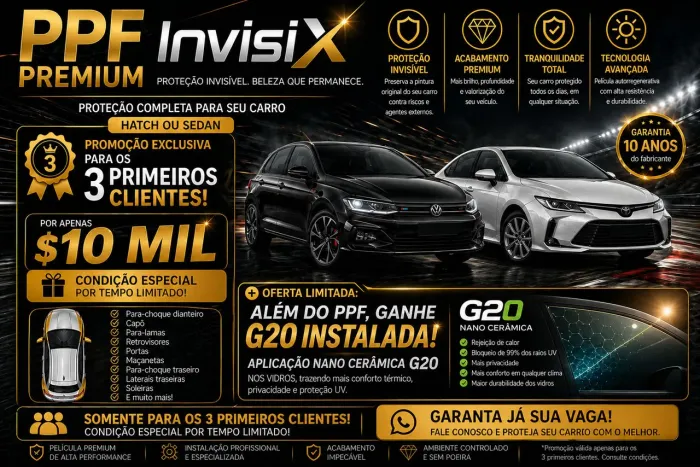 PPF COMPLETO + NANO CERÂMICA DE CORTESIA 
