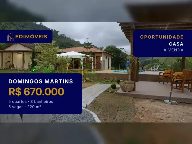 Linda Casa com 5 Quartos e Piscina em Domingos Martins