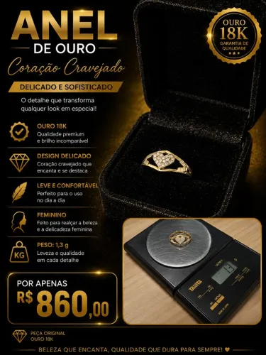 Anel em ouro feminino, ouro 18k!