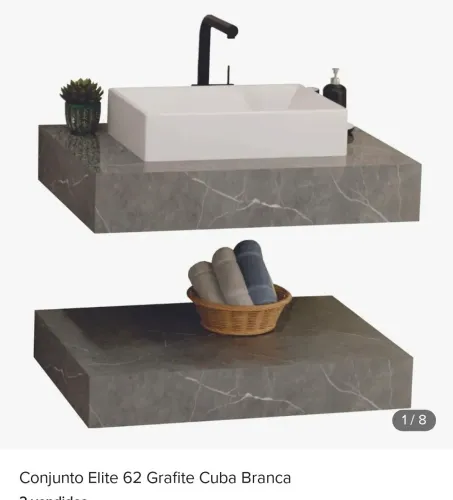 Kit pia de porcelanato com cuba para banheiro