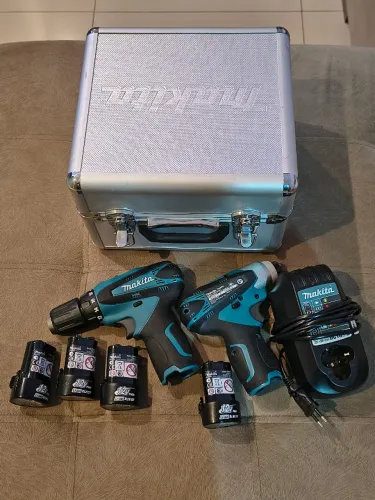 parafusadeira e furadeira makita 12v + 2 baterias reservas