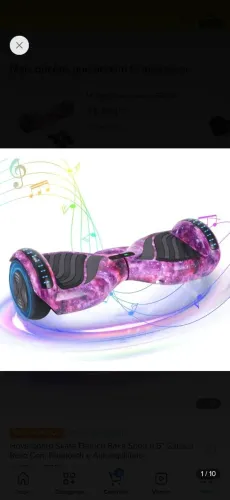 Hoverboard Skate Elétrico Roxo Com Bluetooth e Autoequilíbrio