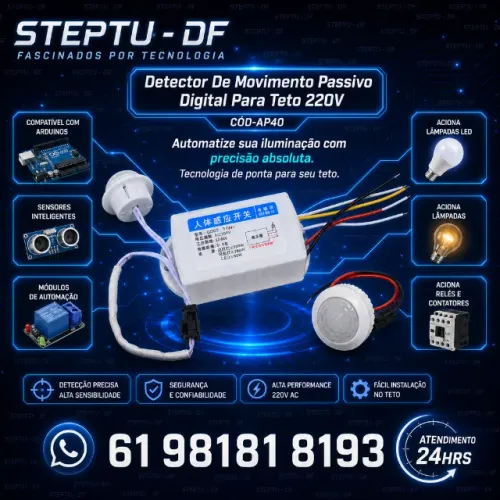 Sensor De Movimento Passivo Digital Para Teto 220V Arduino Automação COD-AP40