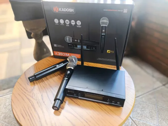Microfone Sem Fio Duplo UHF Kadosh K-392M